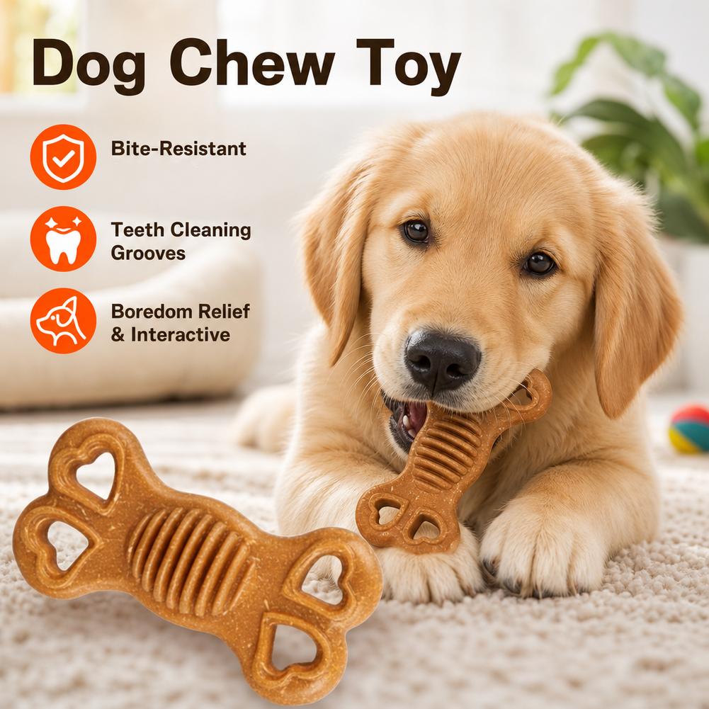 Teeth Cleaning Dog Chew Bone - Juguete masticable indestructible para perros, hueso