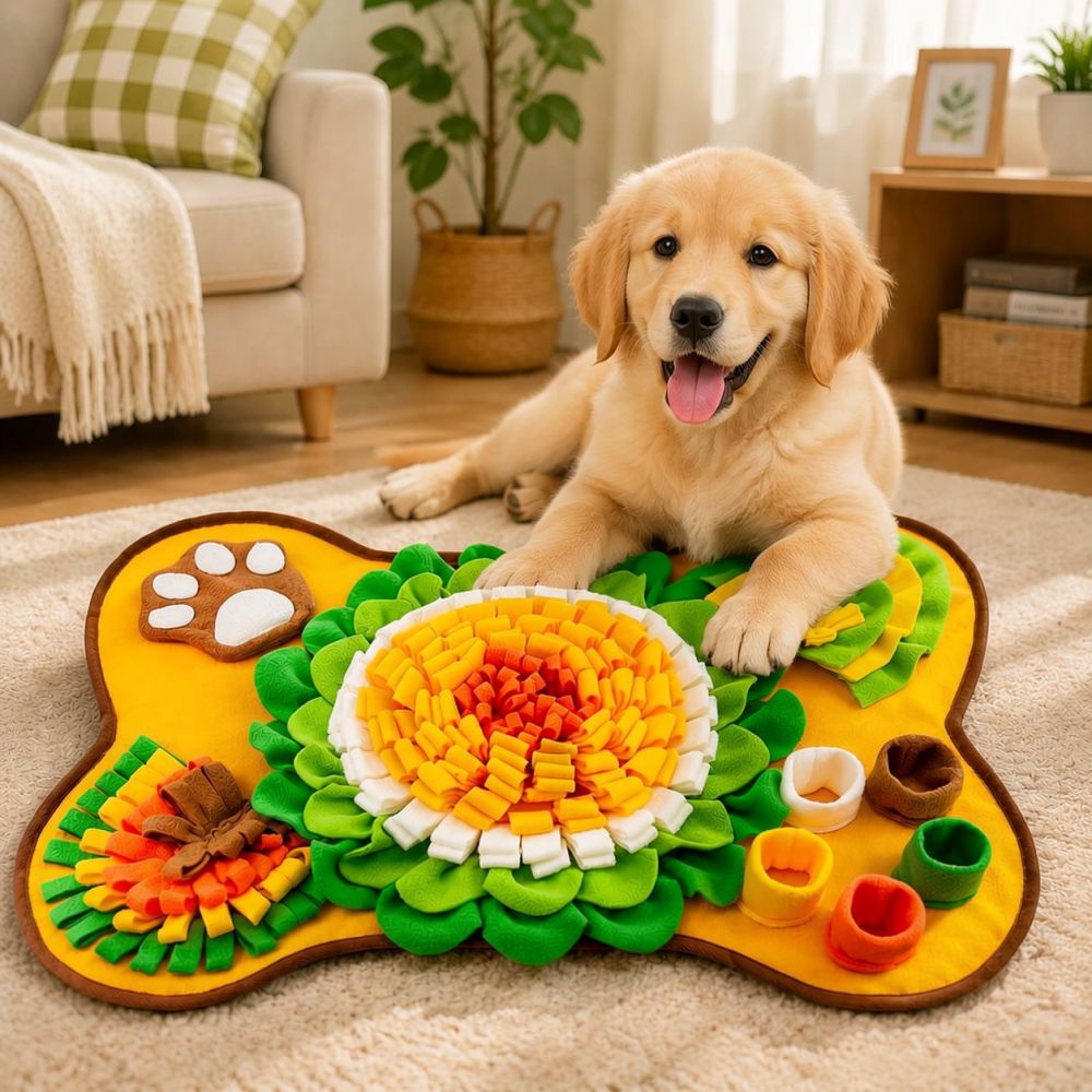 Dog Puzzle Feeder Toy - Alfombra olfativa con forma de hueso
